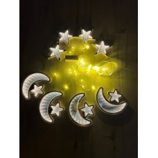 3 METRE GENİŞLİK 60 CM SAÇAK BOYU 3 BOYUTLU ANİMASYONLU AY YILDIZ SET PERDE LED IŞIK
