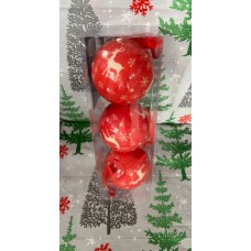 3'LÜ YILBAŞI ÇAM AĞACINA ASILABİLEN 8 CM LÜKS DESENLİ DEKOR SÜS