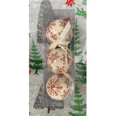 3'LÜ YILBAŞI ÇAM AĞACINA ASILABİLEN 8 CM LÜKS DESENLİ DEKOR SÜS