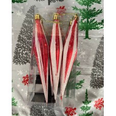 6'LI  YILBAŞI ÇAM AĞACINA ASILABİLEN 17 CM LÜKS DAMLA DESENLİ DEKOR SÜS