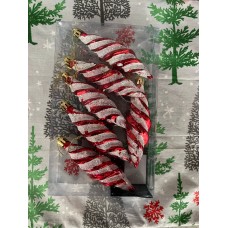 6'LI  YILBAŞI ÇAM AĞACINA ASILABİLEN 12 CM LÜKS BURGU DESENLİ DEKOR SÜS