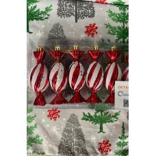 6'LI YILBAŞI ÇAM AĞACINA ASILABİLEN 12  CM LÜKS ŞEKER DESENLİ DEKOR SÜS