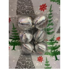 6'LI  YILBAŞI ÇAM AĞACINA ASILABİLEN 6 CM NOEL GÜMÜŞ KROM DEKOR SÜS