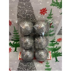 6'LI  YILBAŞI ÇAM AĞACINA ASILABİLEN 6 CM NOEL GÜMÜŞ KROM DEKOR SÜS