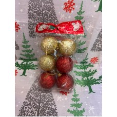 6'LI  YILBAŞI ÇAM AĞACINA ASILABİLEN 6 CM NOEL GOLD-KIRMIZI DEKOR SÜS