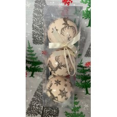 3'LÜ YILBAŞI ÇAM AĞACINA ASILABİLEN 8 CM LÜKS DESENLİ DEKOR SÜS