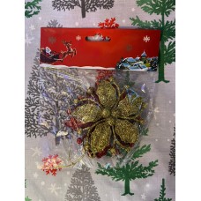 3'LÜ  YILBAŞI ÇAM AĞACINA ASILABİLEN 10 CM NOEL ÇİÇEK DEKOR SÜS