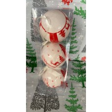 3'LÜ YILBAŞI ÇAM AĞACINA ASILABİLEN 8 CM LÜKS DESENLİ DEKOR SÜS