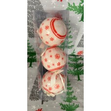 3'LÜ YILBAŞI ÇAM AĞACINA ASILABİLEN 8 CM LÜKS DESENLİ DEKOR SÜS