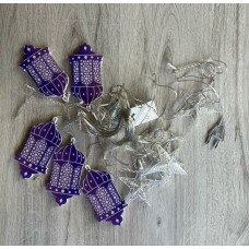 3 METRE EN 50 CMBOY ŞEFFAF KABLOLU ANİMASYONLU GÜNIŞIĞI MAVİ KANDİL -YILDIZ RAMAZAN LEDLİ PERDE IŞIK