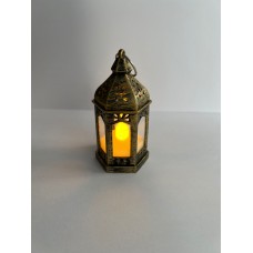 GOLD ESKİTME DEKORATİF PİLLİ GÜNIŞIĞI LED IŞIKLI 9 CM RAMAZAN FENERİ