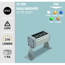 3W 10 CM WALLWASHER BEYAZ GÜNIŞIĞI MAVİ YEŞİL  AMBER