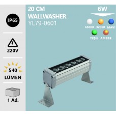 6W 20 CM WALLWASHER BEYAZ GÜNIŞIĞI MAVİ YEŞİL  AMBER