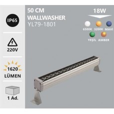 18W 50CM WALLWASHER BEYAZ GÜNIŞIĞI MAVİ YEŞİL  AMBER