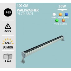 36W 100CM WALLWASHER BEYAZ GÜNIŞIĞI MAVİ YEŞİL  AMBER