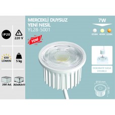 7W MERCEKLİ DUYSUZ -YENİ NESİL 6500K BEYAZ GÜNIŞIĞI ILIK BEYAZ