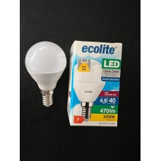 ECOLİTE 4.8 WATT E-14 DUYLU 470  LÜMEN 3000 KELVİN GÜNIŞIĞI G45 OPAL LED AMPUL