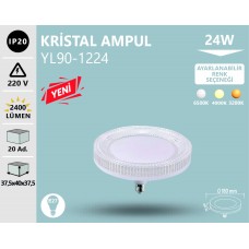 24W KRISTAL AMPUL E27 - 3 RENK BEYAZ GÜNIŞIĞI ILIK BEYAZ