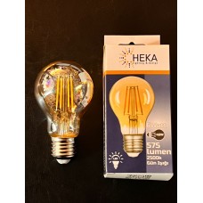 6 WATT E27 DUYLU AMBER CAMLI 2500 KELVİN GÜNIŞIĞI 575 LÜMEN A60 LED RUSTİK AMPUL