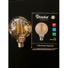 6 WATT E27 DUYLU 360 LÜMEN 2200 KELVİN SARI IŞIK DİMMERLİ G95 LED RUSTİK AMPUL