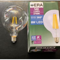 6 WATT ŞEFFAF CAMLI G125 MODELİ 540 LÜMEN 2700 KELVİN GÜNIŞIĞI LED RUSTİK AMPUL