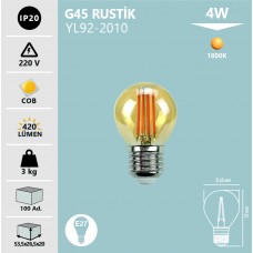 4W G45 RUSTIK AMPUL AMBER/1800K- E27