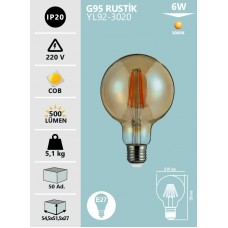 6W G95 RUSTIK AMPUL AMBER/1800K - E27