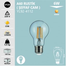 6W A60 RUSTIK AMPUL 3000K -E27