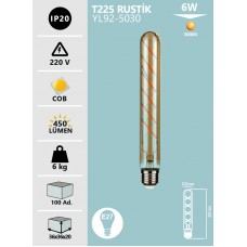6W T225 RUSTIK AMPUL AMBER/1800K - E27