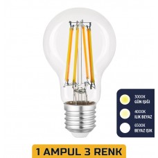 ERD-261 A60 220V 6W 3 RENK E27 LED AMPUL